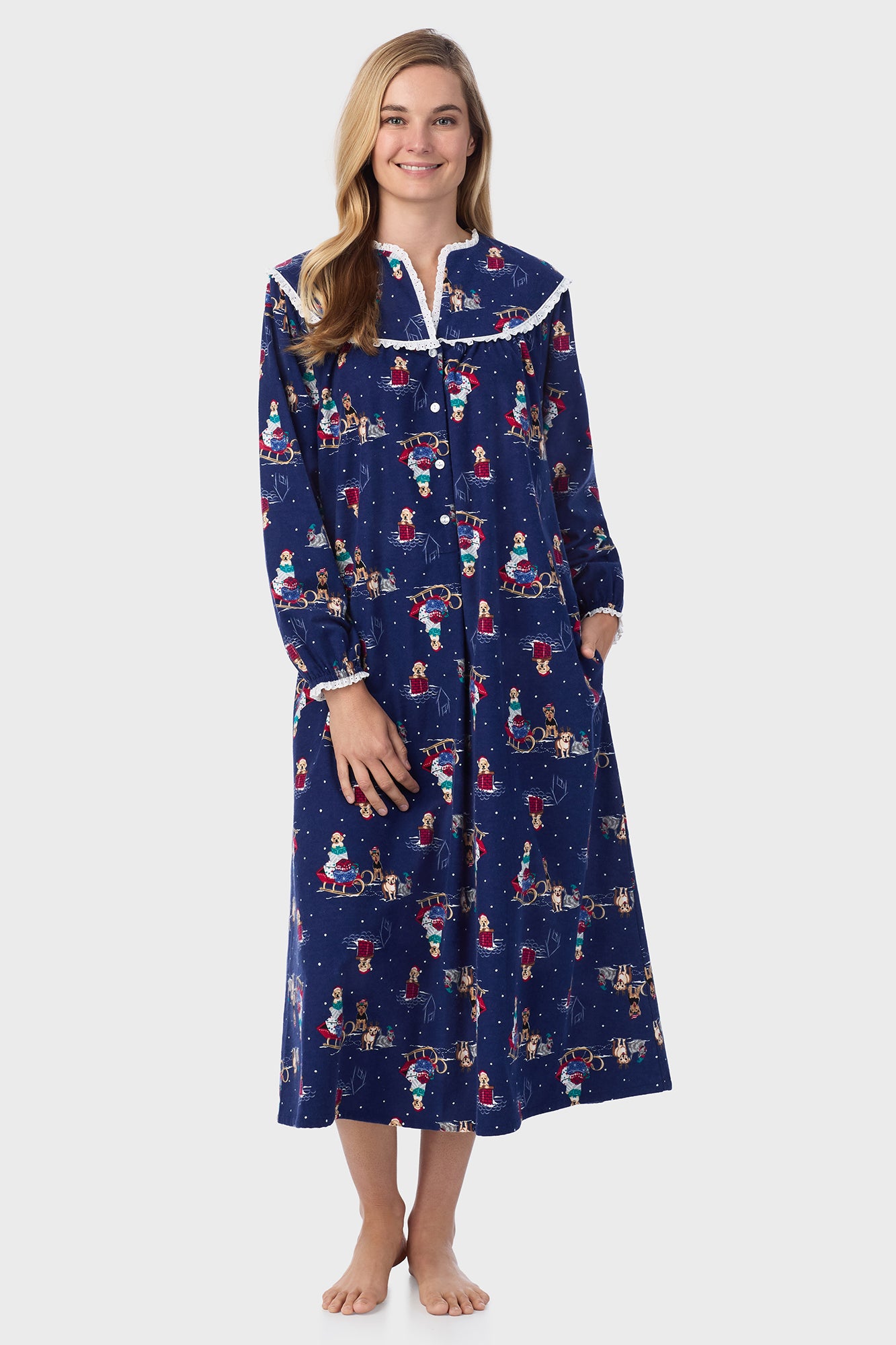 Sleigh Puppies Flannel Gown
