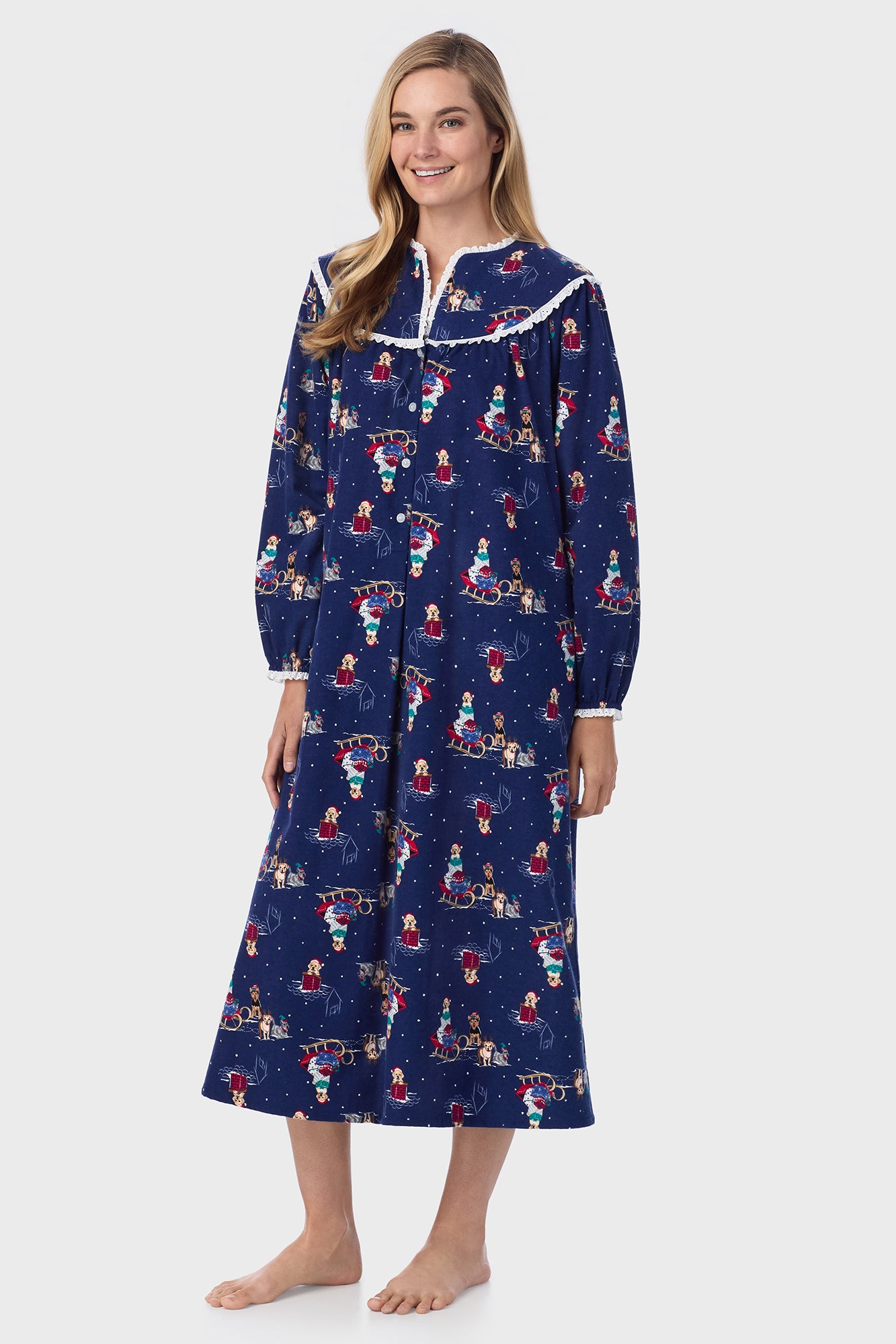 Sleigh Puppies Flannel Gown