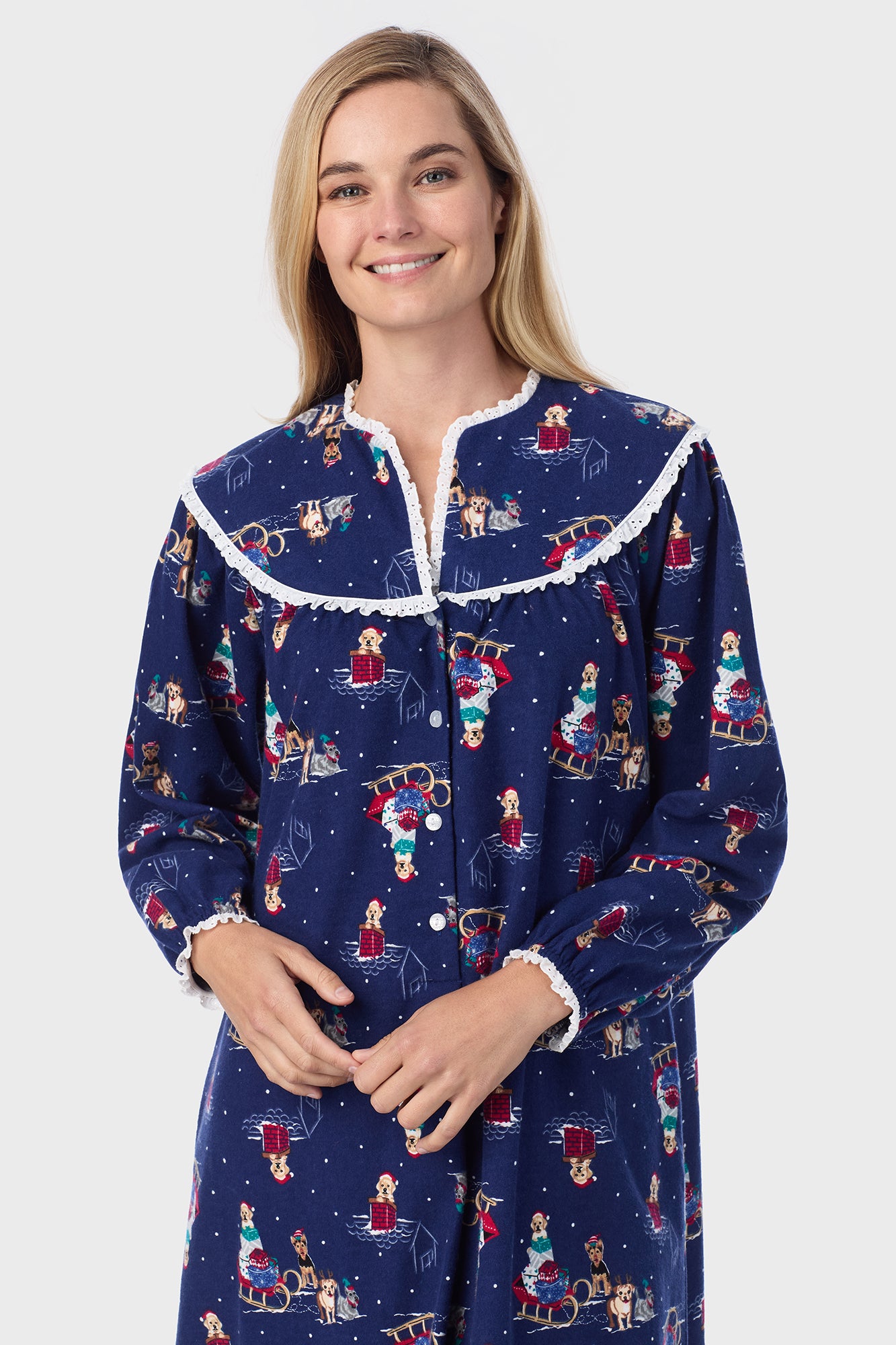 Sleigh Puppies Flannel Gown