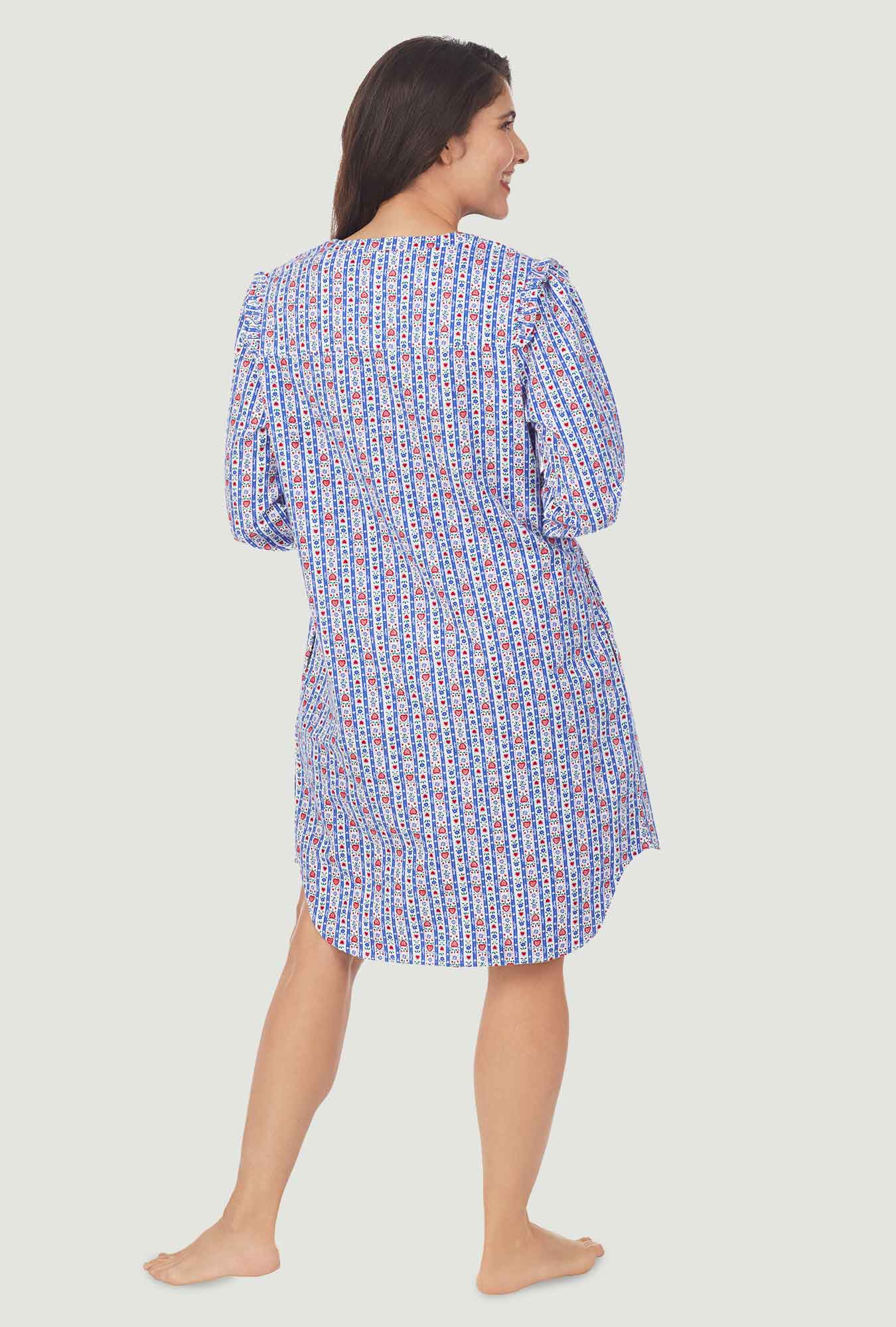 A Lady wearing Blue Tyrolean Womens Nightshirt