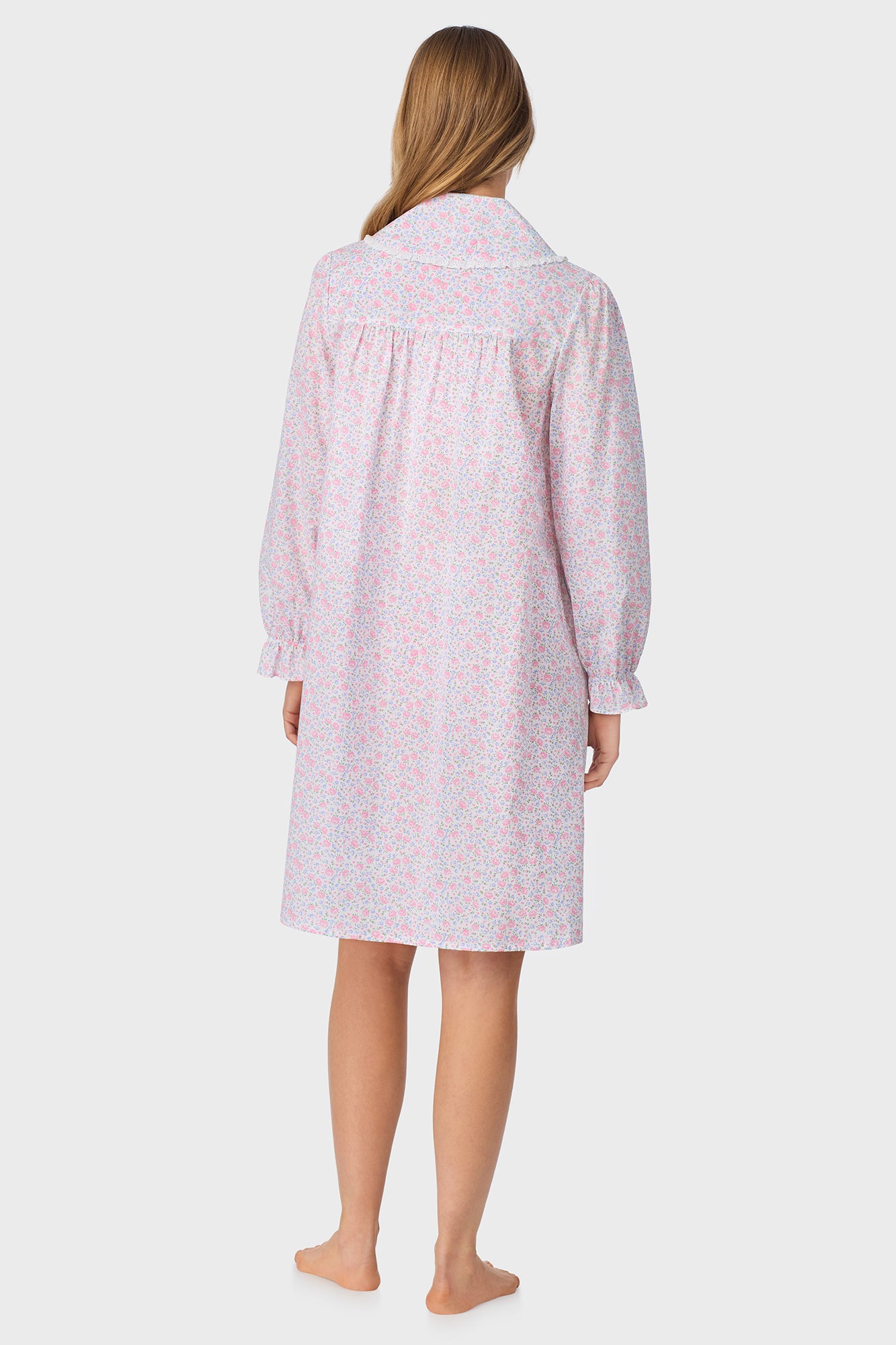 Grandma's Garden Cotton Dream Long Sleeve Short Button Front Robe