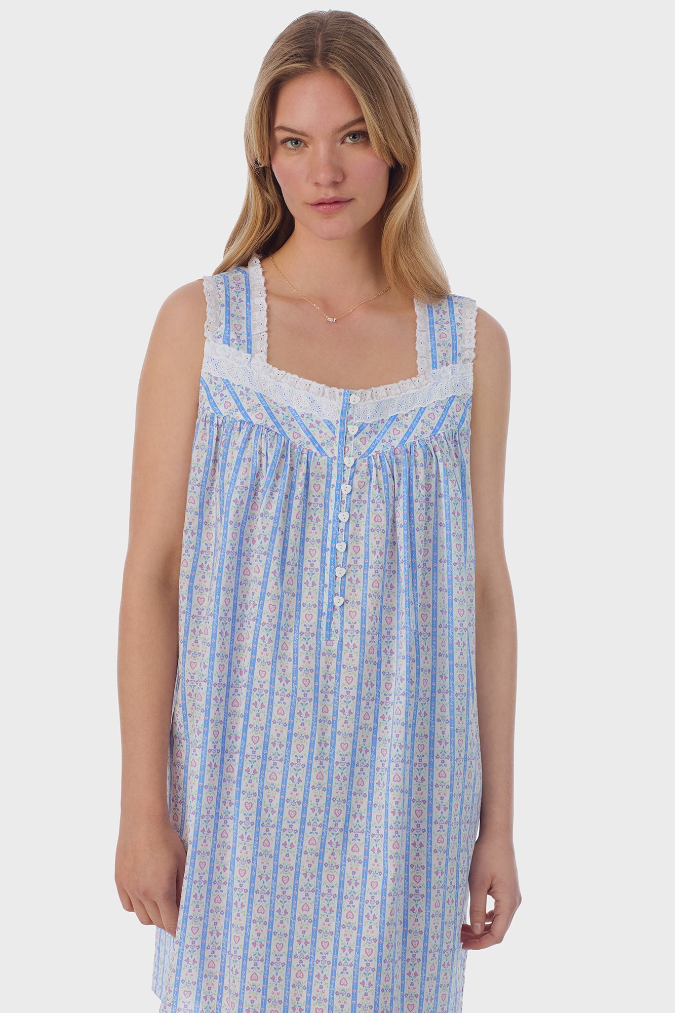 Tyrolean Heart Cotton Short Nightgown