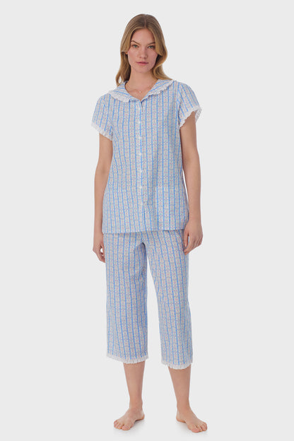 Tyrolean Heart Cotton Capri Pajama Set