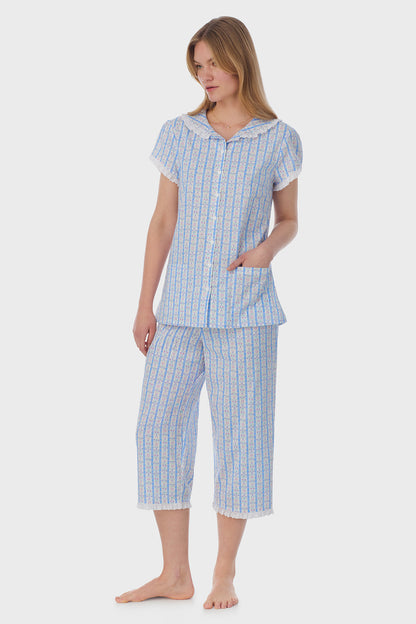 Tyrolean Heart Cotton Capri Pajama Set