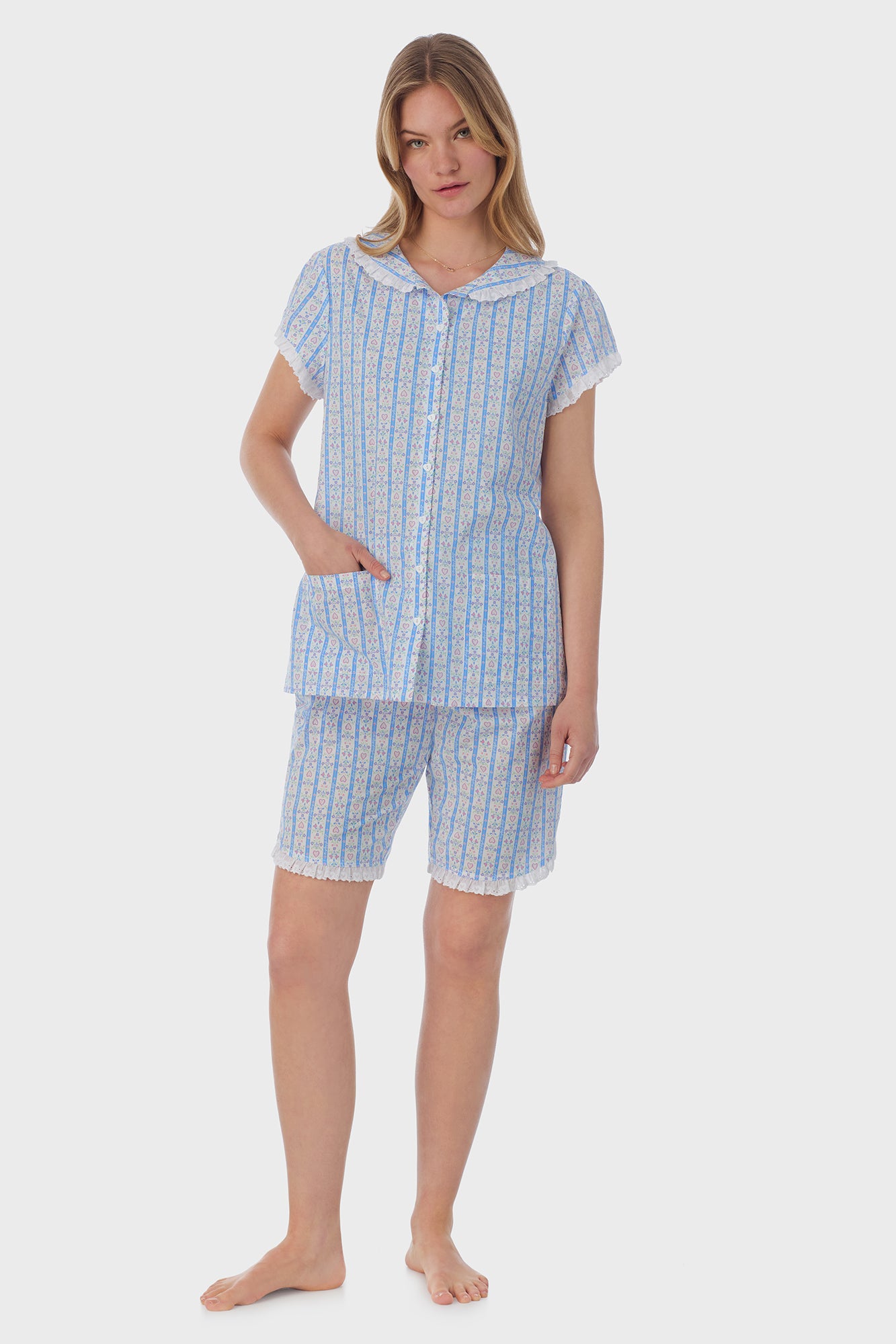 Tyrolean Heart Cotton Bermuda Set