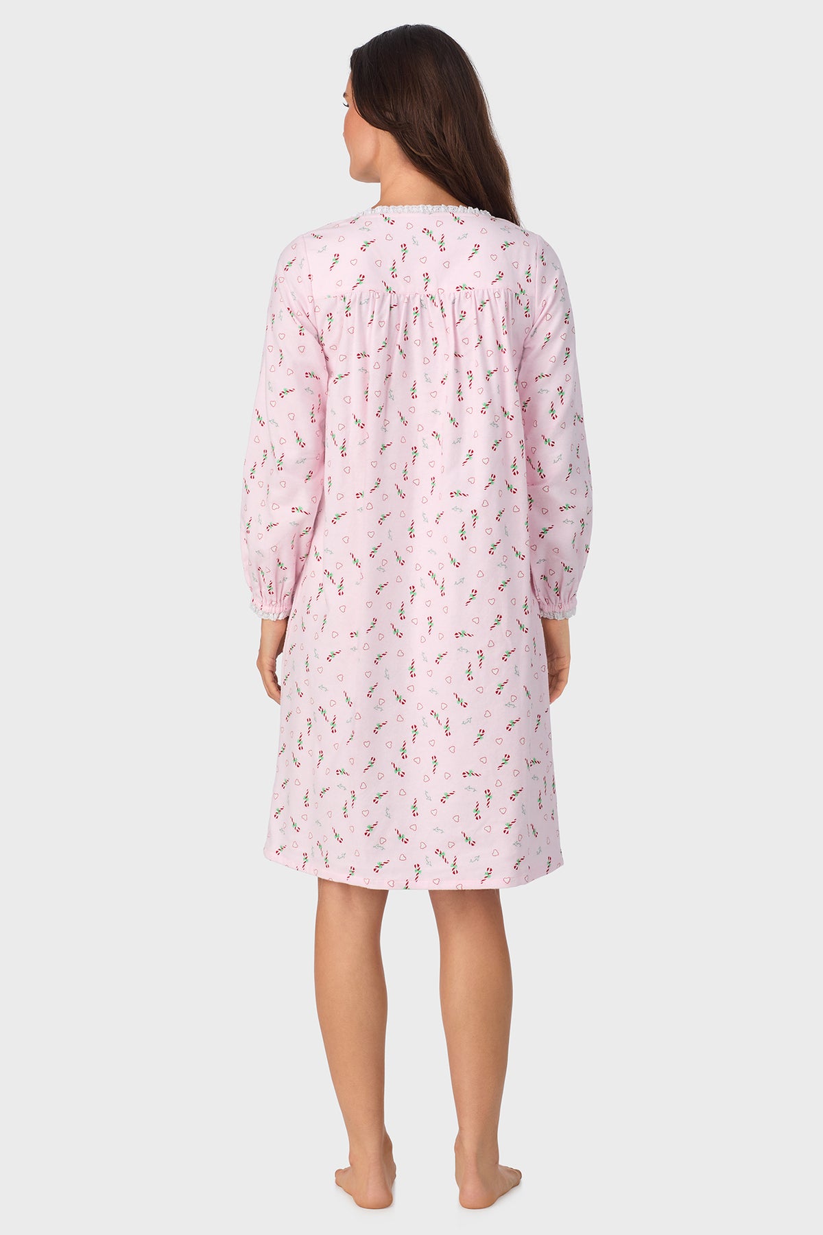 Candy Canes Flannel 100% Cotton Brushed Flannel Long Sleeve Waltz Gown