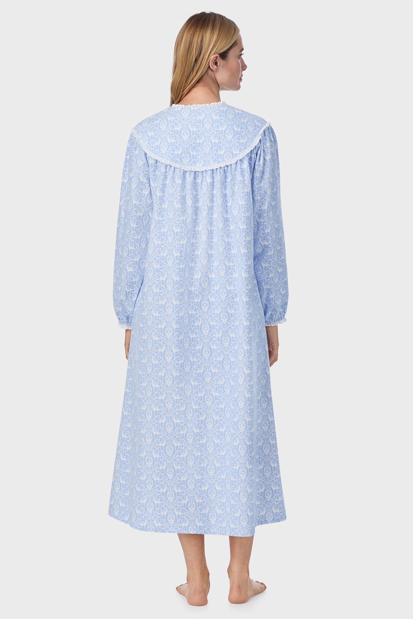 Blue Nordic Tyrolean Flannel Gown