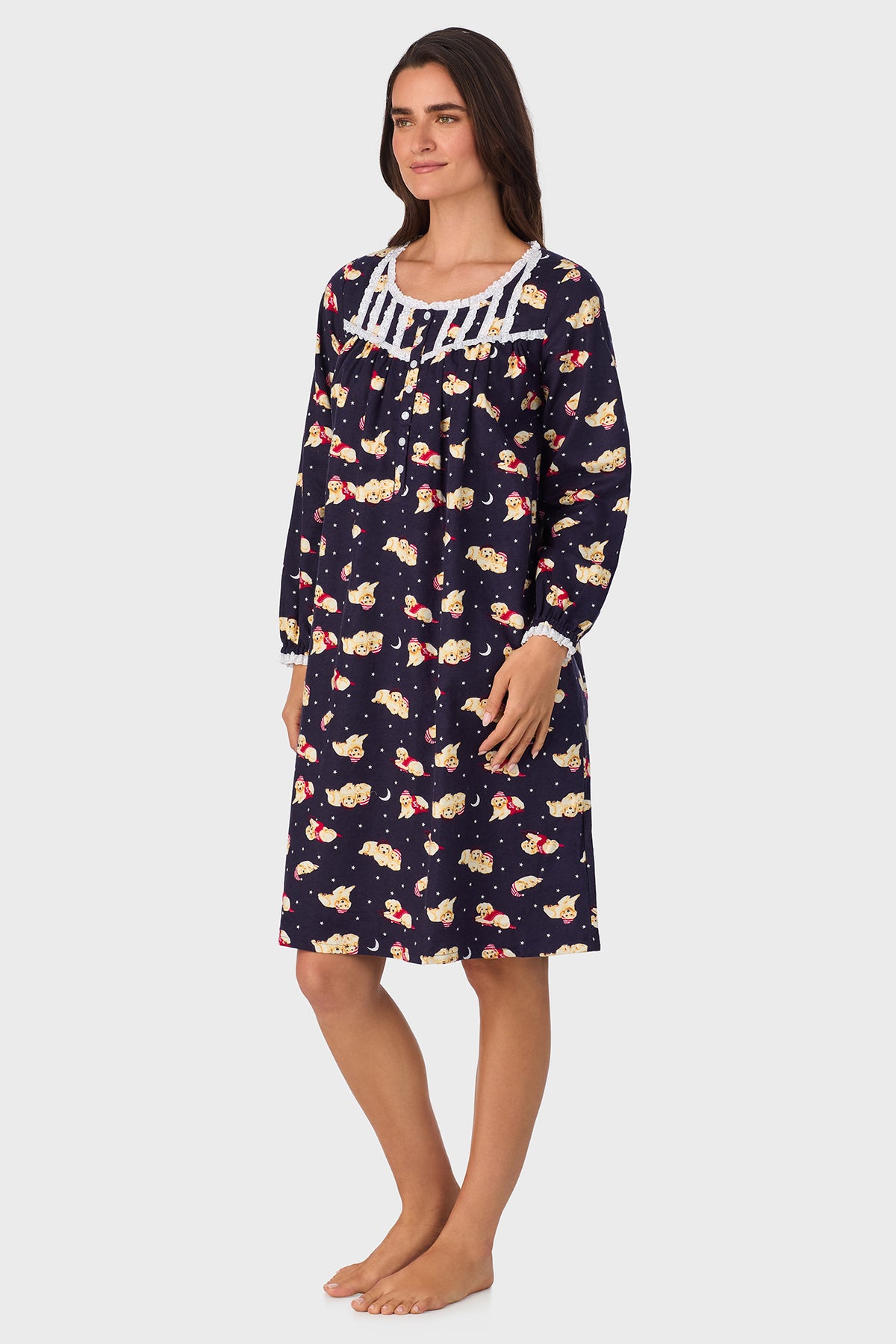 Cuddly Labs 100% Cotton Brushed Flannel Long Sleeve Waltz Gown