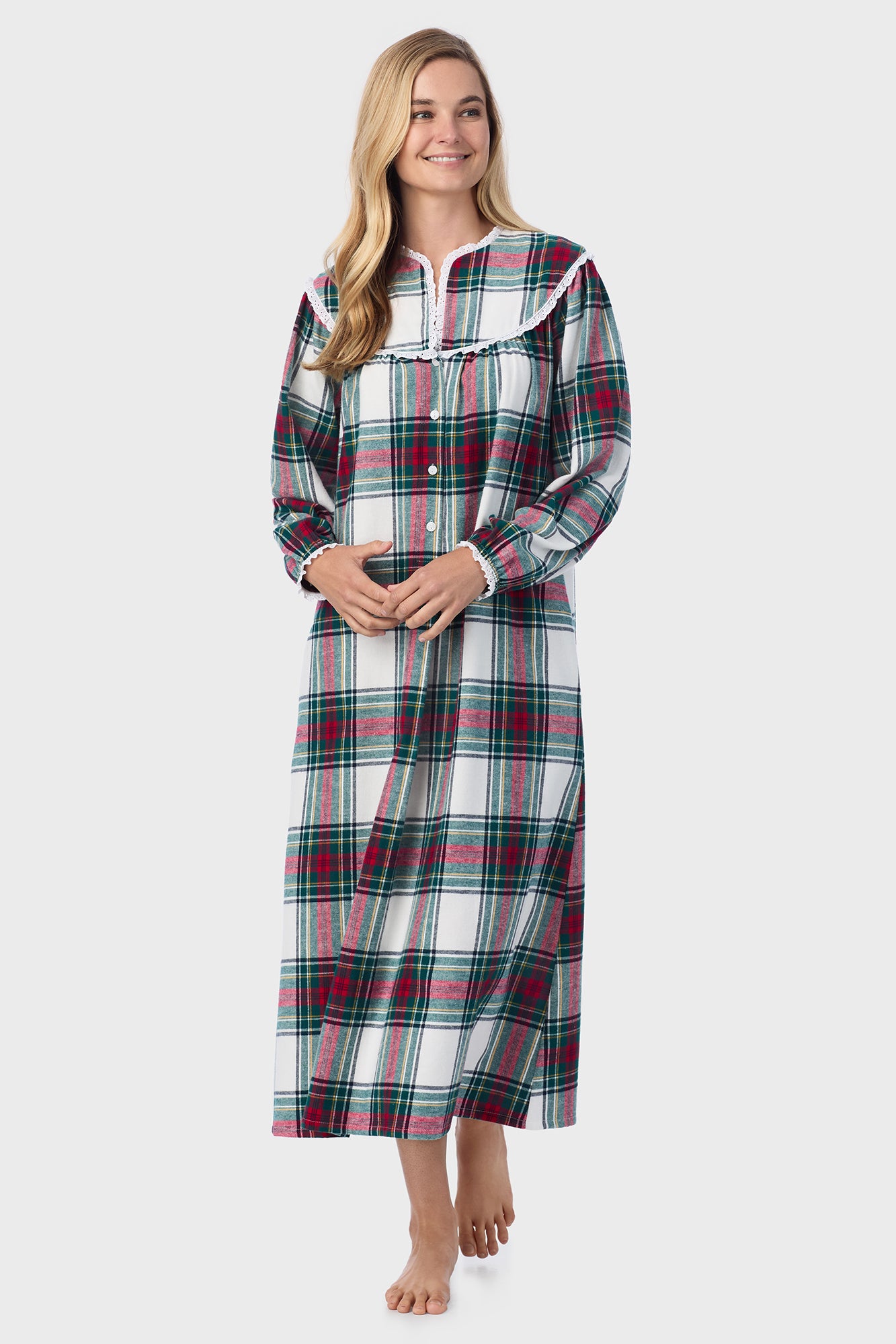 Holiday Plaid Flannel Gown