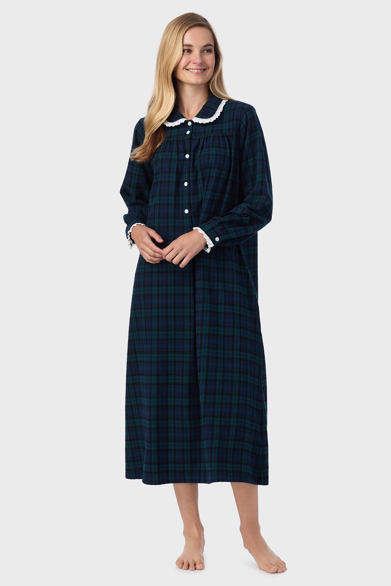 Black Watch Peterpan Plaid Flannel Gown