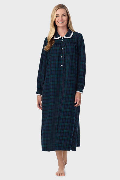 Black Watch Peterpan Plaid Flannel Gown