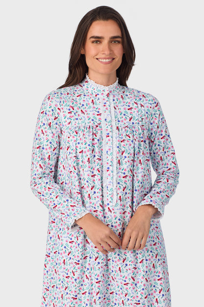New Cardinal 100% Cotton Brushed Flannel Highneck Long Sleeve Gown
