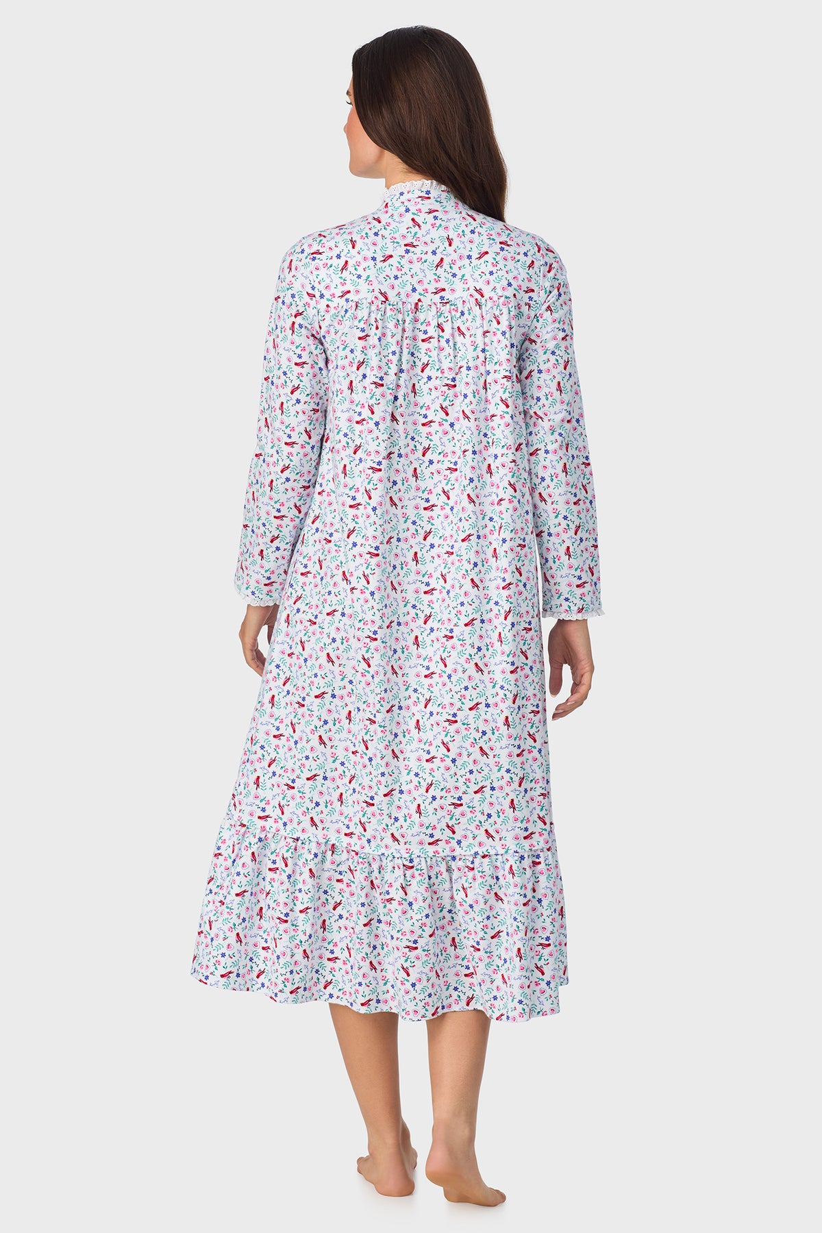 New Cardinal 100% Cotton Brushed Flannel Highneck Long Sleeve Gown