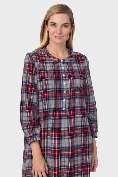 Sweet & Simple Grey Plaid Flannel Gown