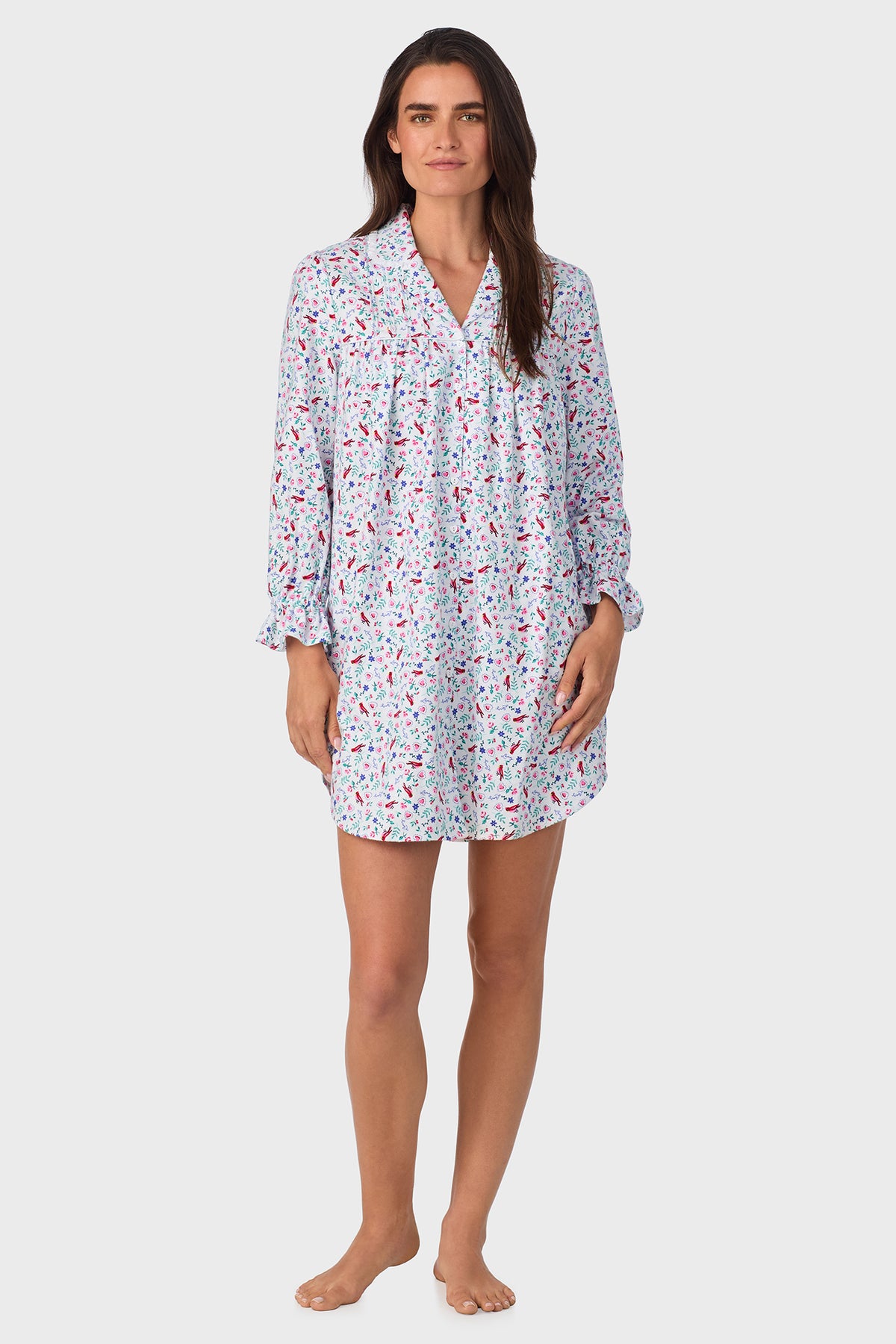 New Cardinal 100% Cotton Brushed Flannel Long Sleeve Nightshirt