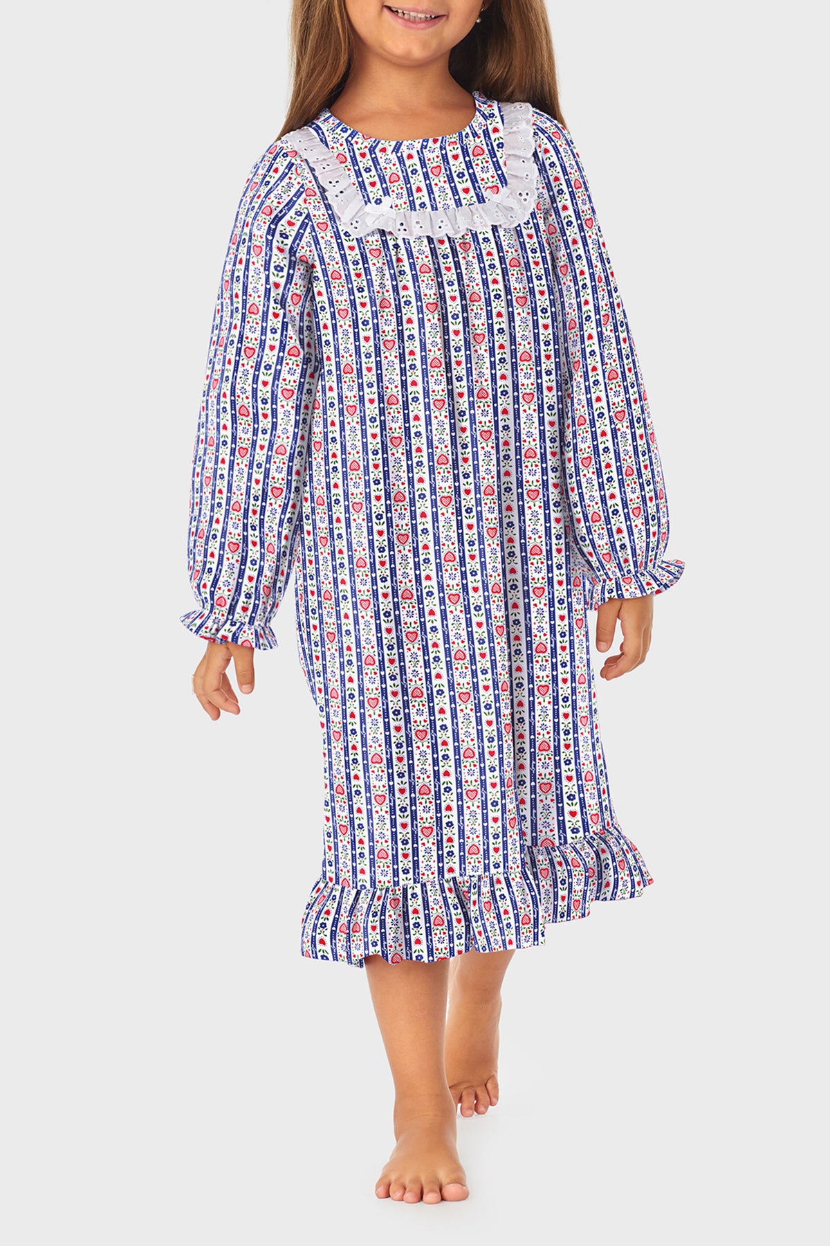 Toddler & Girls Blue Tyrolean 100% Recycled Poly Twill Nightgown