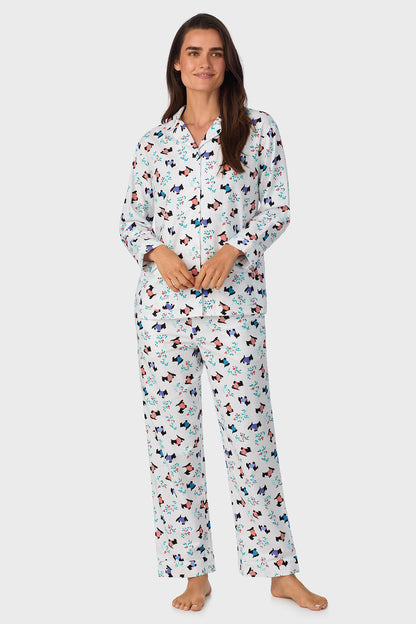 Scottie Dog 100% Cotton Brushed Flannel Classic Notch Pajama