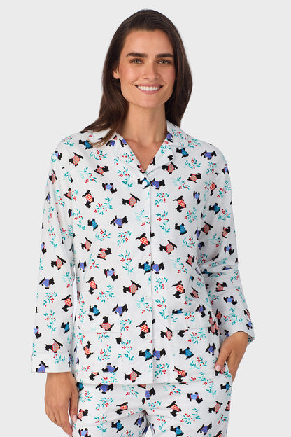 Scottie Dog 100% Cotton Brushed Flannel Classic Notch Pajama