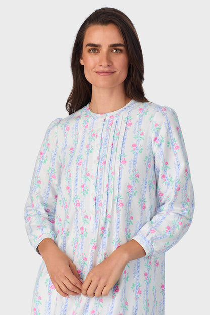 Sweet & Simple Moire Garland Stripes 100% Cotton Brushed Flannel Long Sleeve Gown