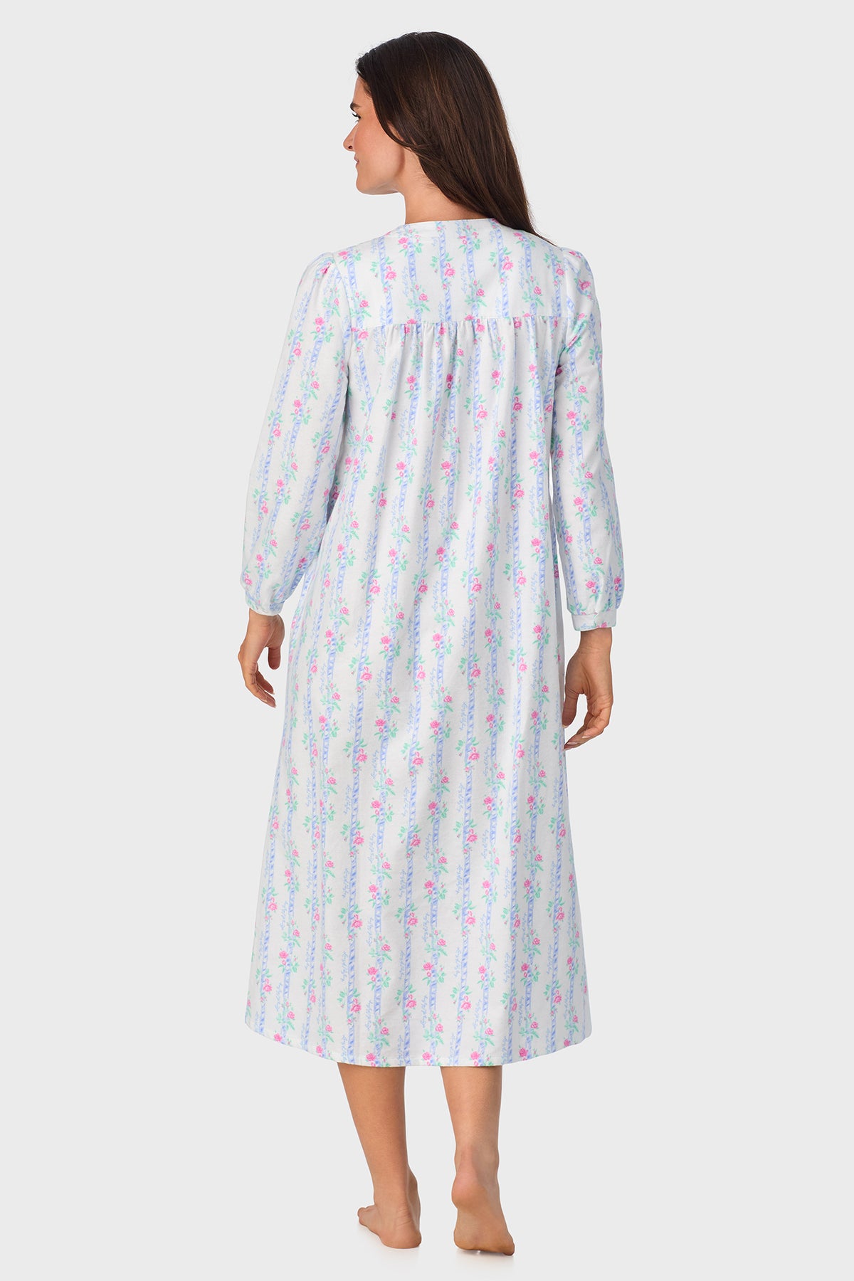 Sweet & Simple Moire Garland Stripes 100% Cotton Brushed Flannel Long Sleeve Gown