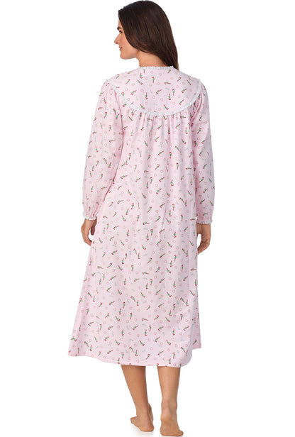 A lady wearing Candy Canes Flannel Gown