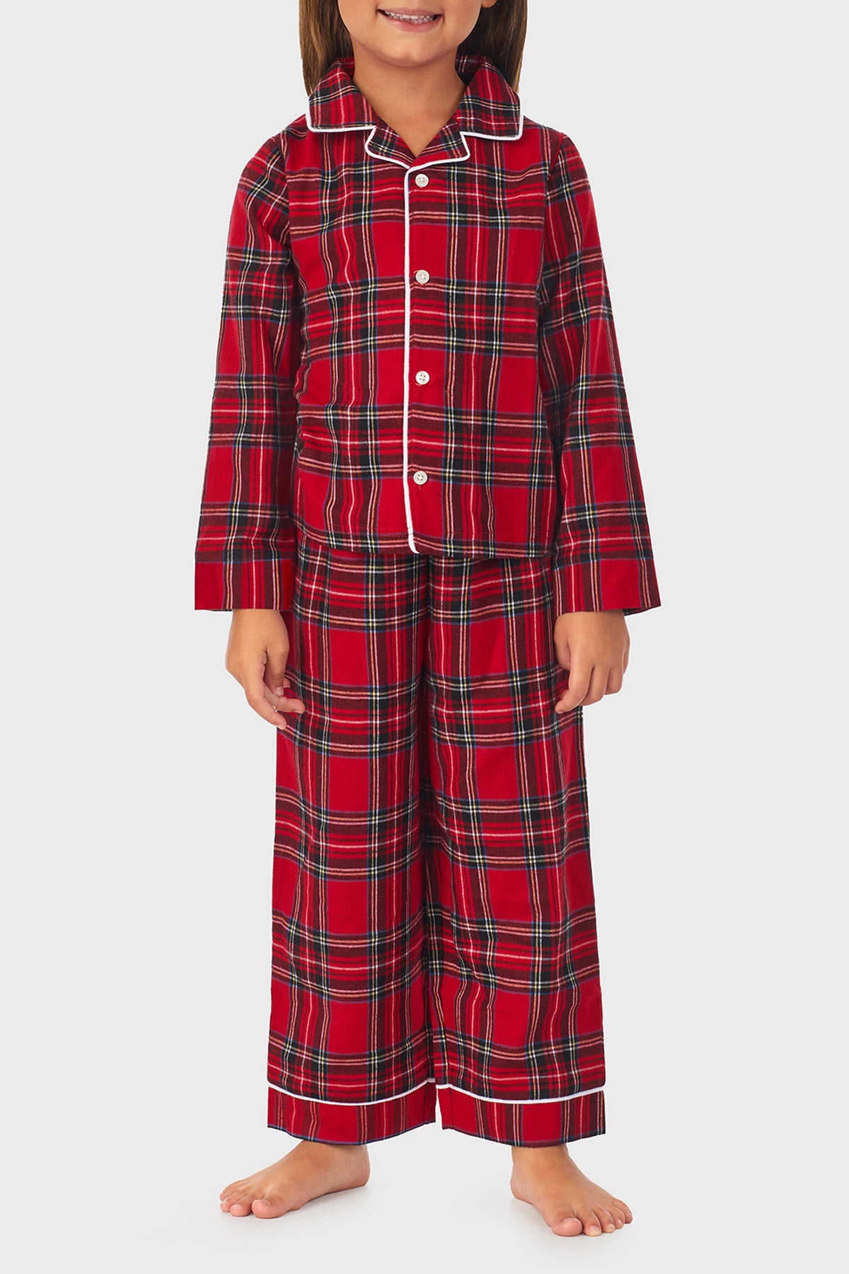 Unisex Toddler & Kids Red Tartan 100% Recycled Poly Twill PJ Set