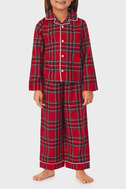 Unisex Toddler & Kids Red Tartan 100% Recycled Poly Twill PJ Set
