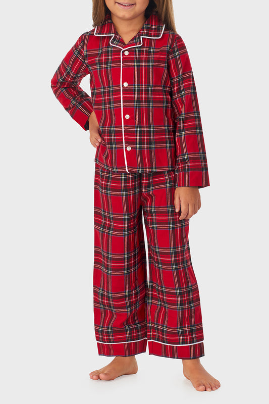 Unisex Toddler & Kids Red Tartan 100% Recycled Poly Twill PJ Set