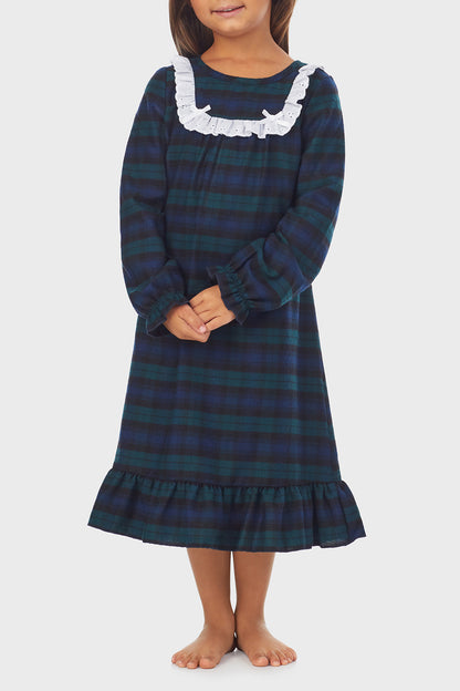 Toddler & Girls Black Watch Plaid 100% Recycled Poly Twill Nightgown