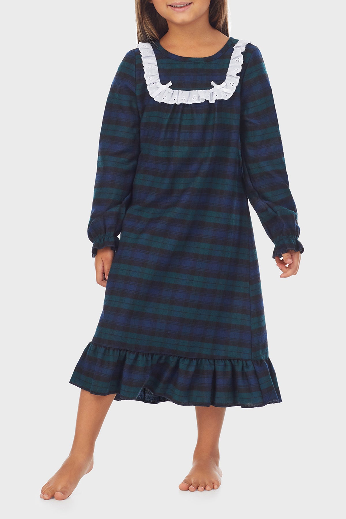 Toddler & Girls Black Watch Plaid 100% Recycled Poly Twill Nightgown
