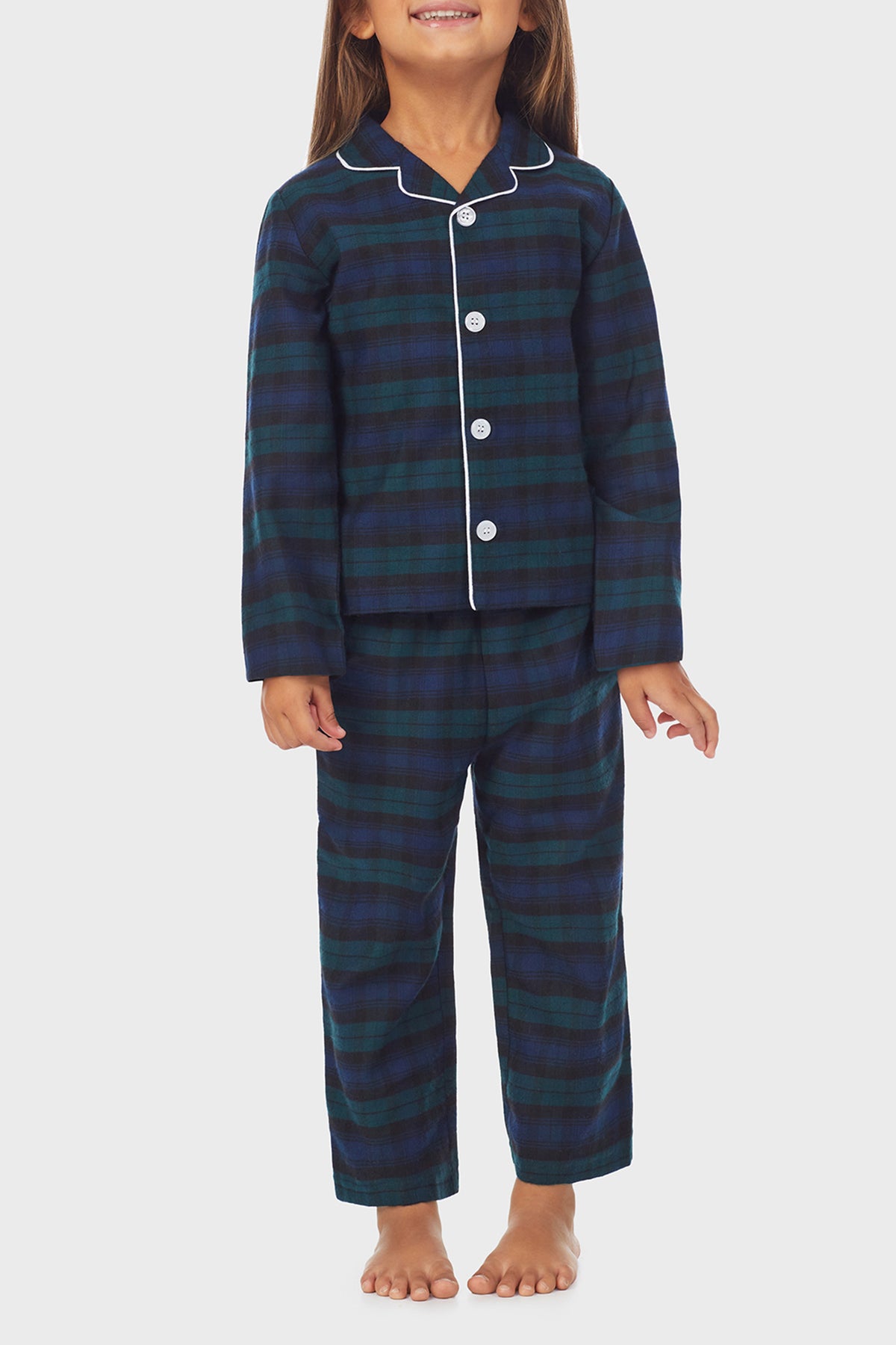Unisex Toddler & Kids Black Watch Plaid 100% Recycled Poly Twill PJ Set