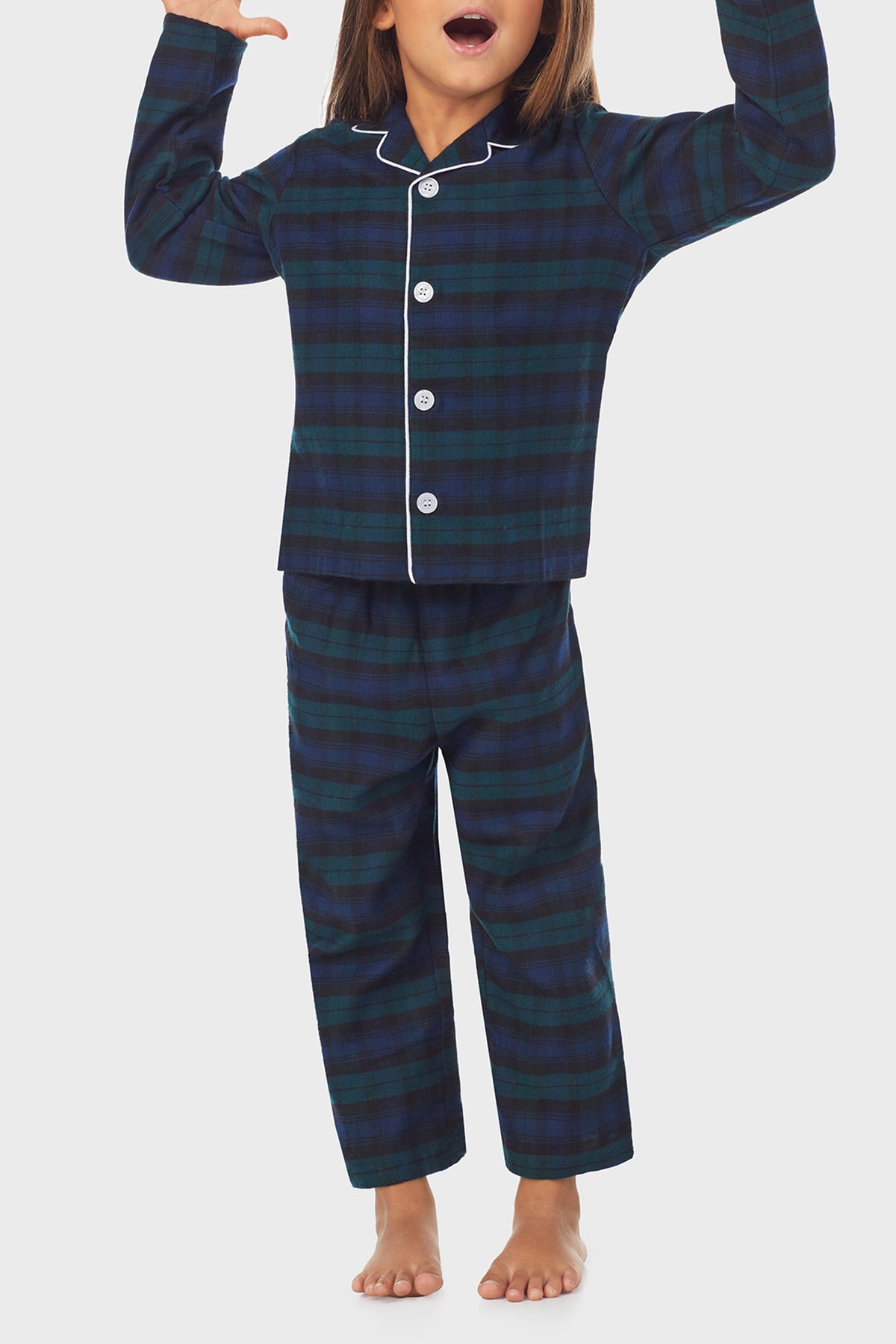Unisex Toddler & Kids Black Watch Plaid 100% Recycled Poly Twill PJ Set