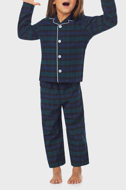 Unisex Toddler & Kids Black Watch Plaid 100% Recycled Poly Twill PJ Set