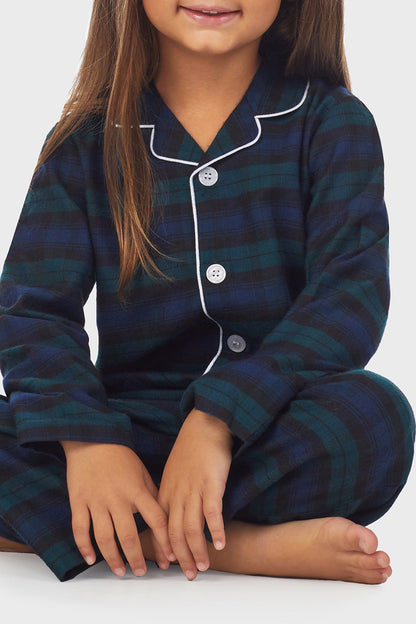 Unisex Toddler & Kids Black Watch Plaid 100% Recycled Poly Twill PJ Set