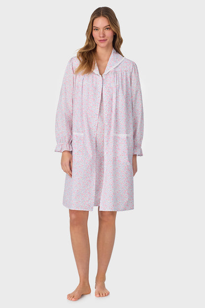 Grandma's Garden Cotton Dream Long Sleeve Short Button Front Robe