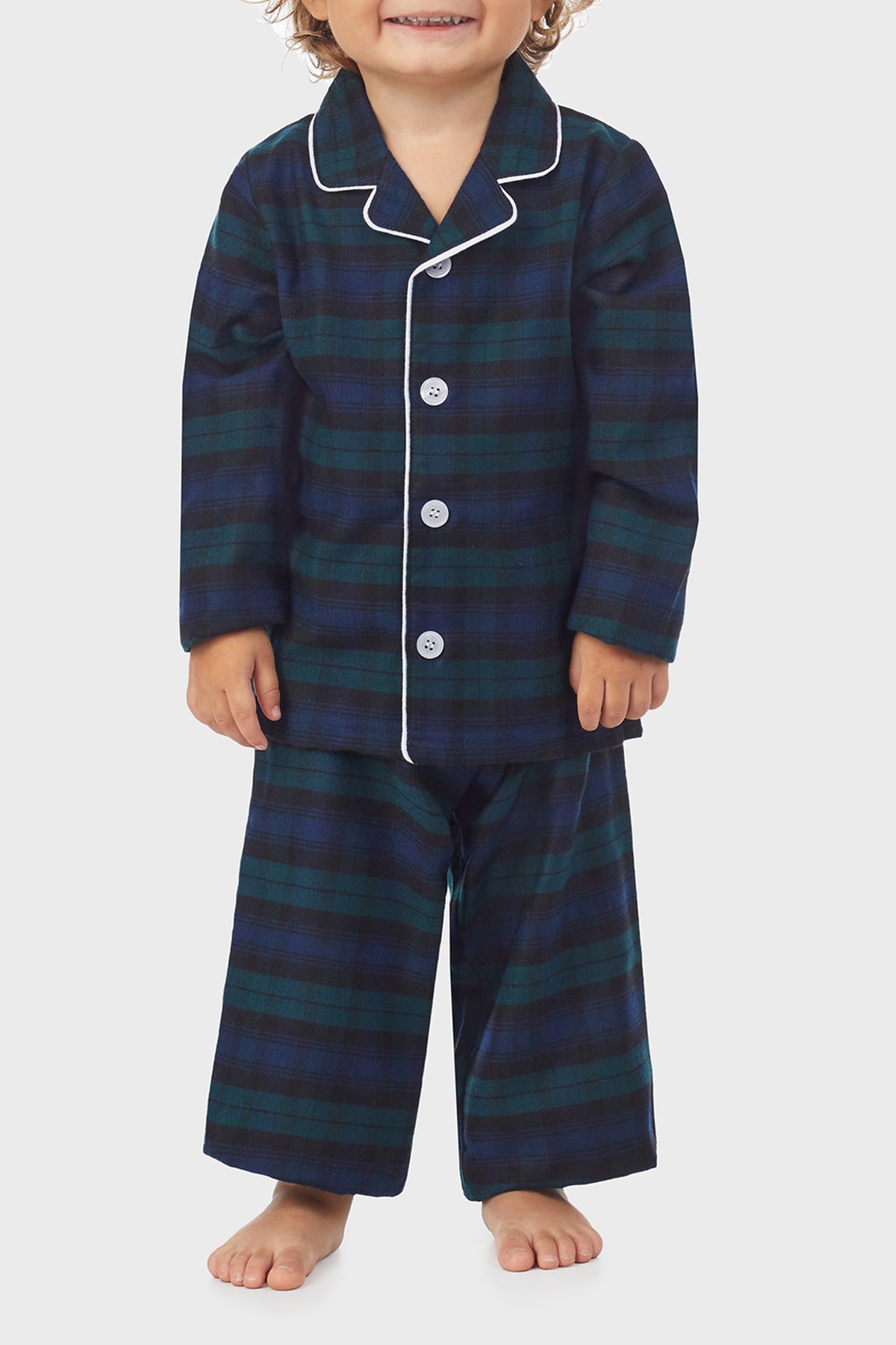 Unisex Toddler & Kids Black Watch Plaid 100% Recycled Poly Twill PJ Set