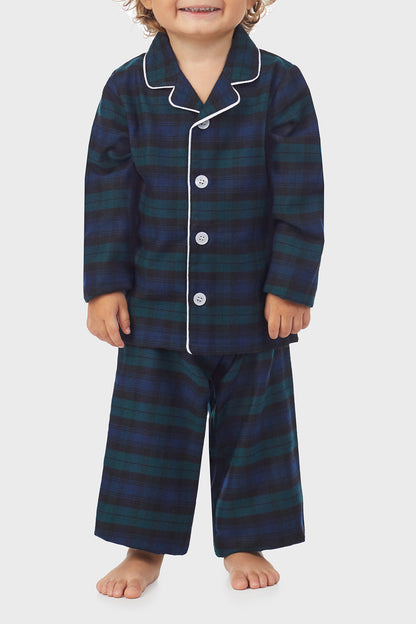 Unisex Toddler & Kids Black Watch Plaid 100% Recycled Poly Twill PJ Set