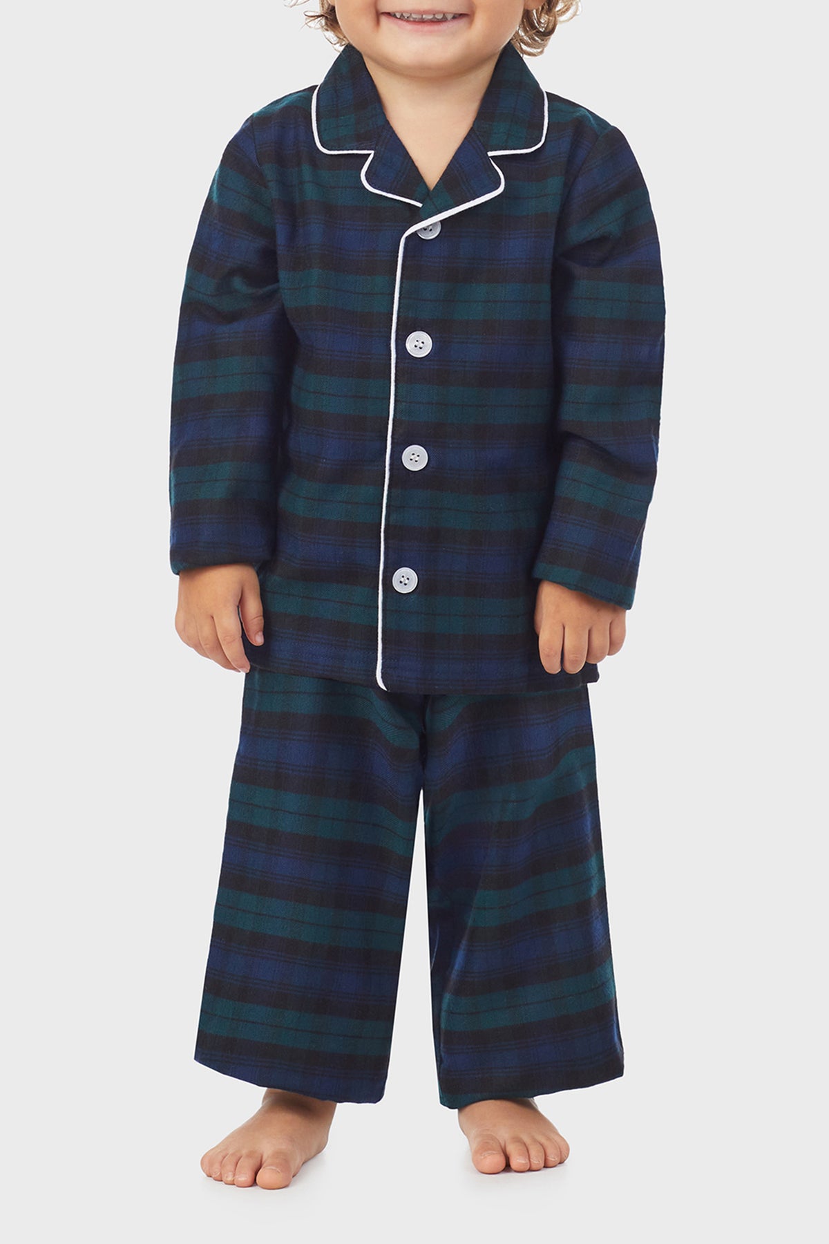 Unisex Toddler & Kids Black Watch Plaid 100% Recycled Poly Twill PJ Set