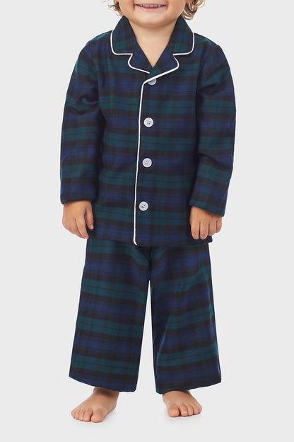 Unisex Toddler & Kids Black Watch Plaid 100% Recycled Poly Twill PJ Set