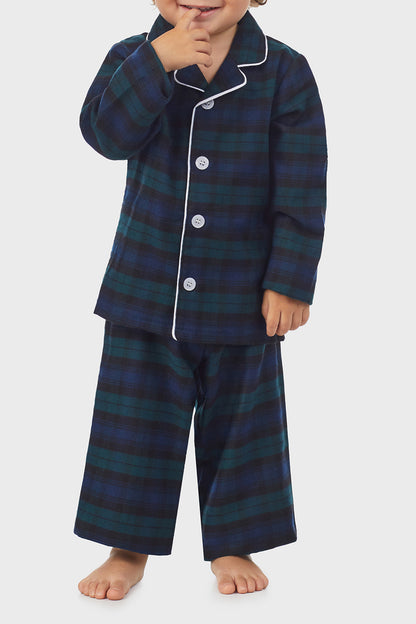Unisex Toddler & Kids Black Watch Plaid 100% Recycled Poly Twill PJ Set
