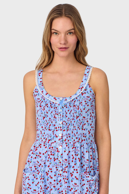 A lady wearing Blue Skies & Berries Cotton Knit Sundress