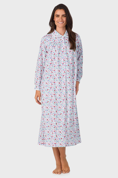 Women's New Cardinal 100% Cotton Brushed Flannel Peter Pan Collar Long Sleeve Nightgown