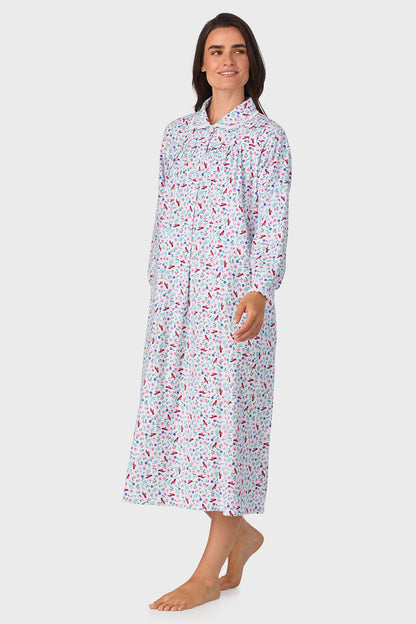 Women's New Cardinal 100% Cotton Brushed Flannel Peter Pan Collar Long Sleeve Nightgown