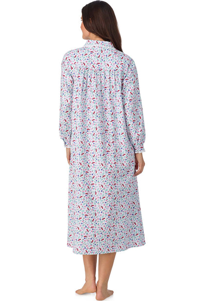 A lady wearing New Cardinal Peter Pan Flannel Gown