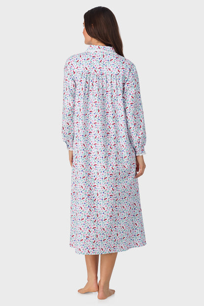 Women's New Cardinal 100% Cotton Brushed Flannel Peter Pan Collar Long Sleeve Nightgown