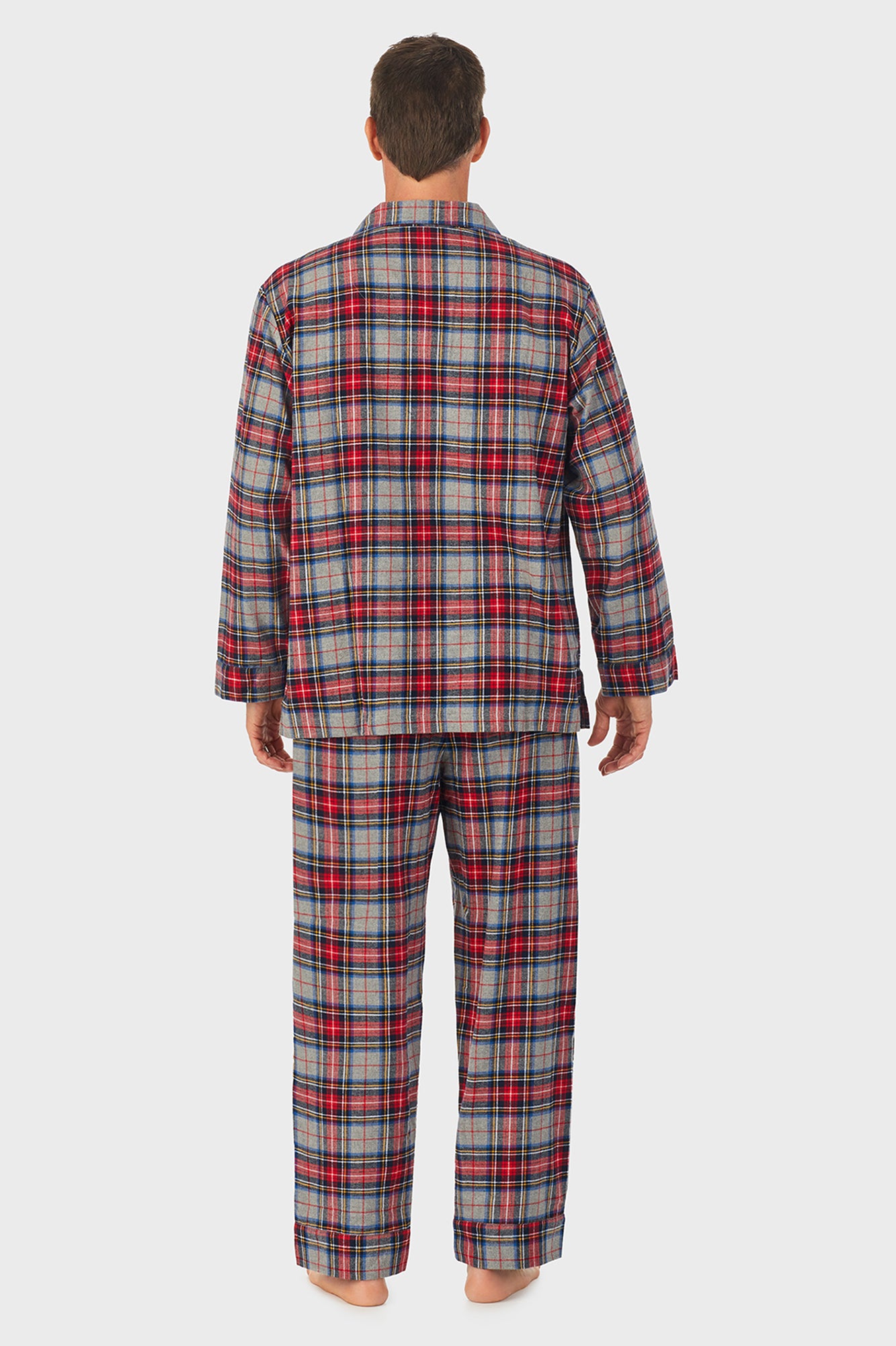 Mens Grey Plaid Flannel Pajama