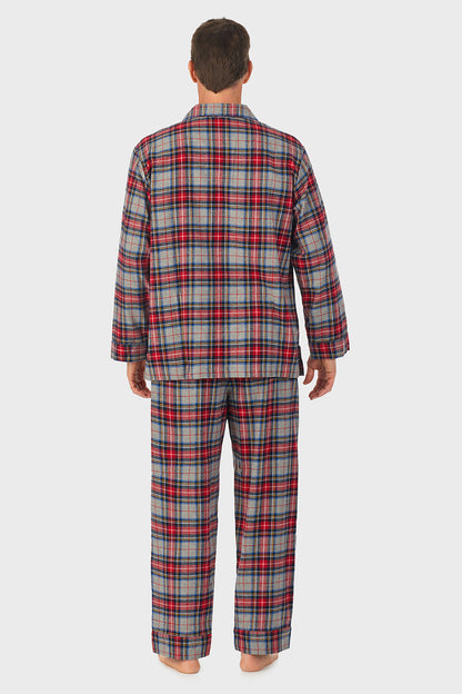 Mens Grey Plaid Flannel Pajama