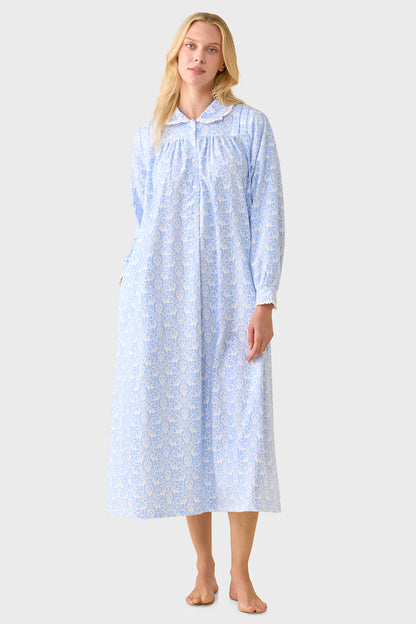 Blue Nordic Tyrolean Cotton Flannel Peterpan Nightgown