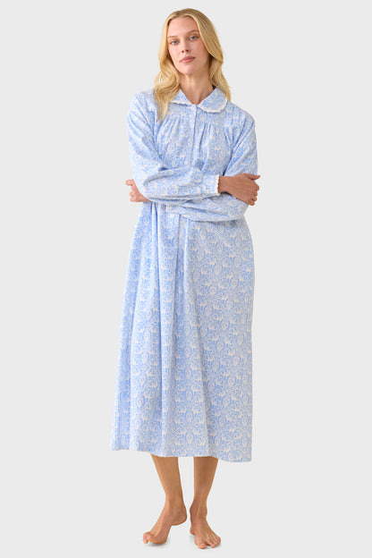 Blue Nordic Tyrolean Cotton Flannel Peterpan Nightgown