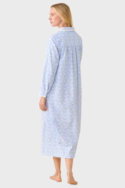 Blue Nordic Tyrolean Cotton Flannel Peterpan Nightgown